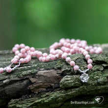 Laden Sie das Bild in den Galerie-Viewer, Rhodochrosit Mala mit Sterling Silber Anhänger | Der Blaue Vogel