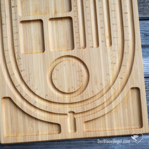 Giftset Malaboard mit Deckel Upgrade Kit (Perlentablett mit extra Filz & Kreuzgummis) - Wooden Mala Beading Board with cover/lid and extra felt inlay plus rubber bands || Der Blaue Vogel Beadingboards